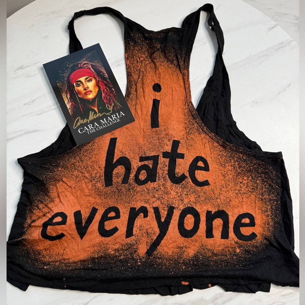 Distressed i hate everyone graphic emo Tank Top